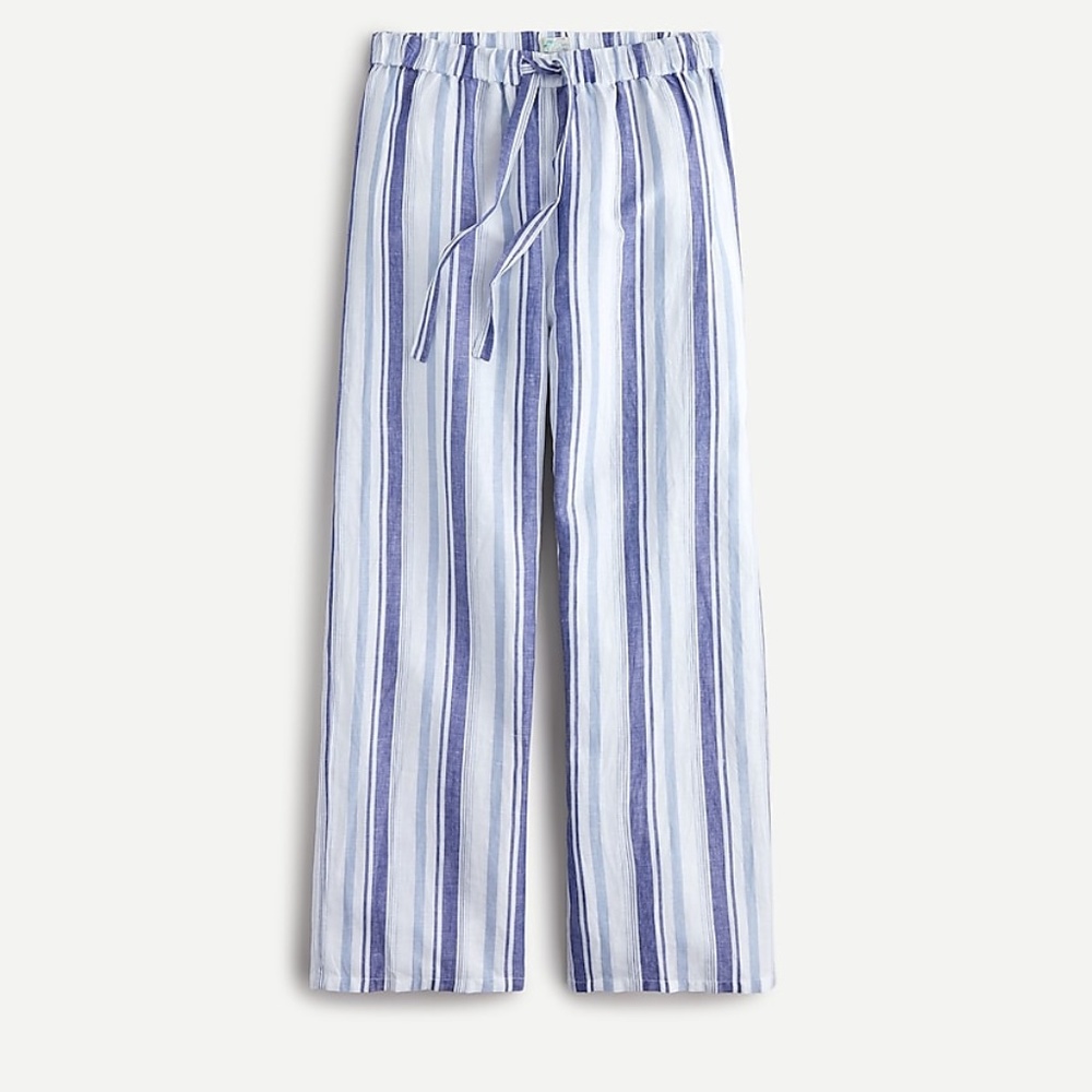 J Crew cotton-linen drawstring pant in stripe